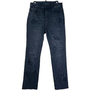 Homme Femme Jeans 32 Black Distressed 30x31 Streetwear Hip Hop‎ Grunge
